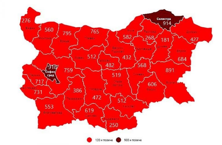 България в червено: Силистра, София и Бургас наближават „черната зона“