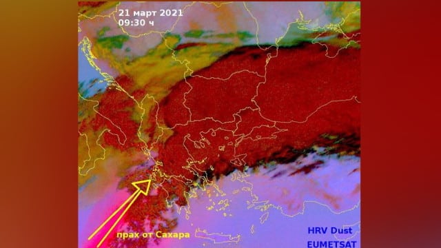 В понеделник дъждът ще е оцветен от прах от Сахара